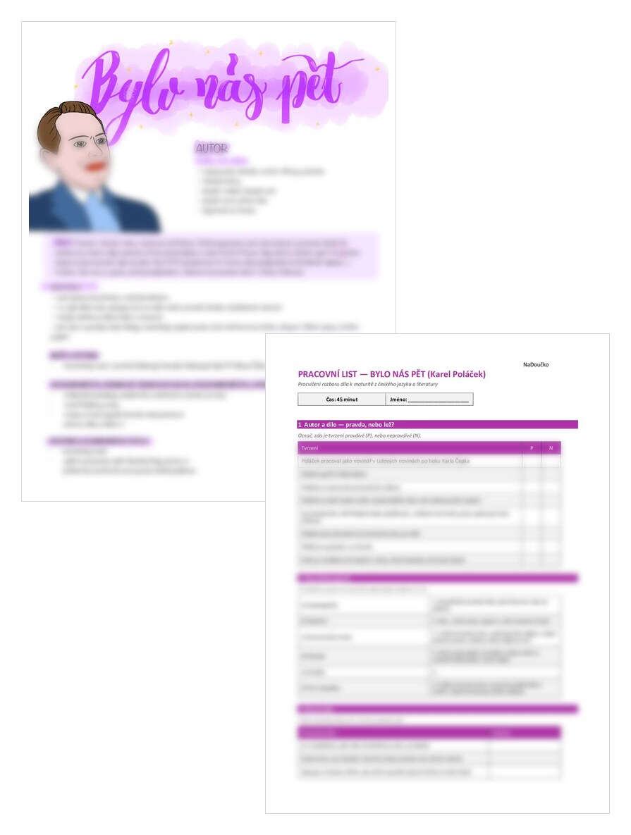 Bylo nás pět - Karel Poláček + pracovní list