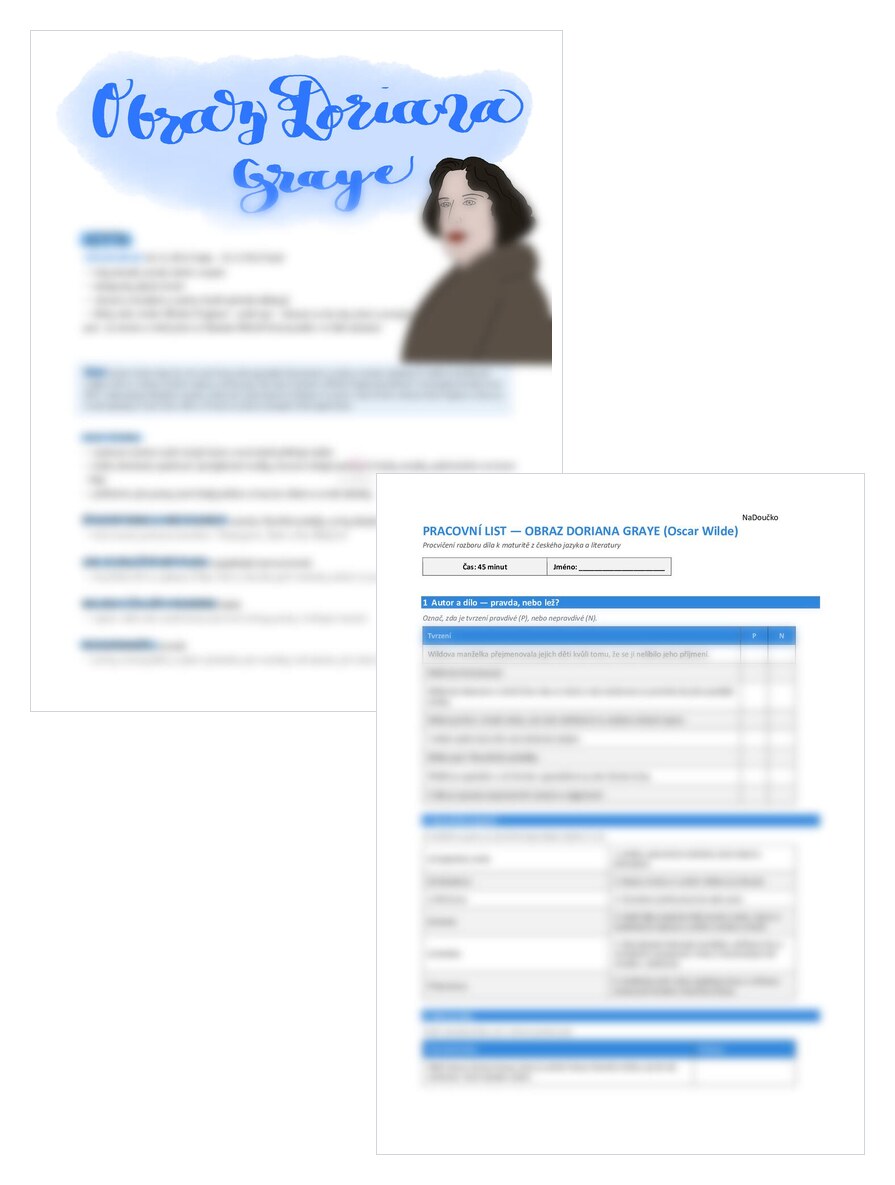 Obraz Doriana Graye - Oscar Wilde + pracovní list