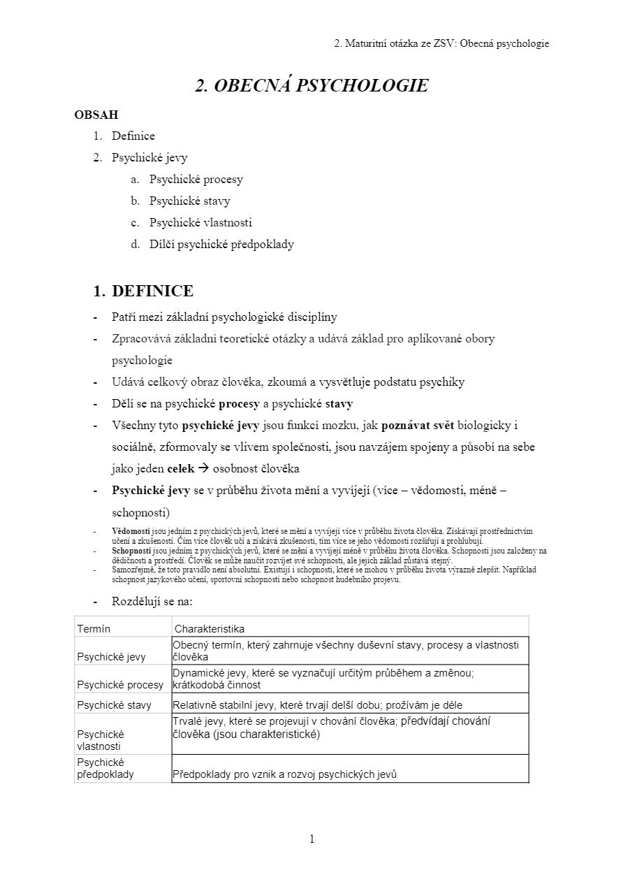 2. OBECNÁ PSYCHOLOGIE