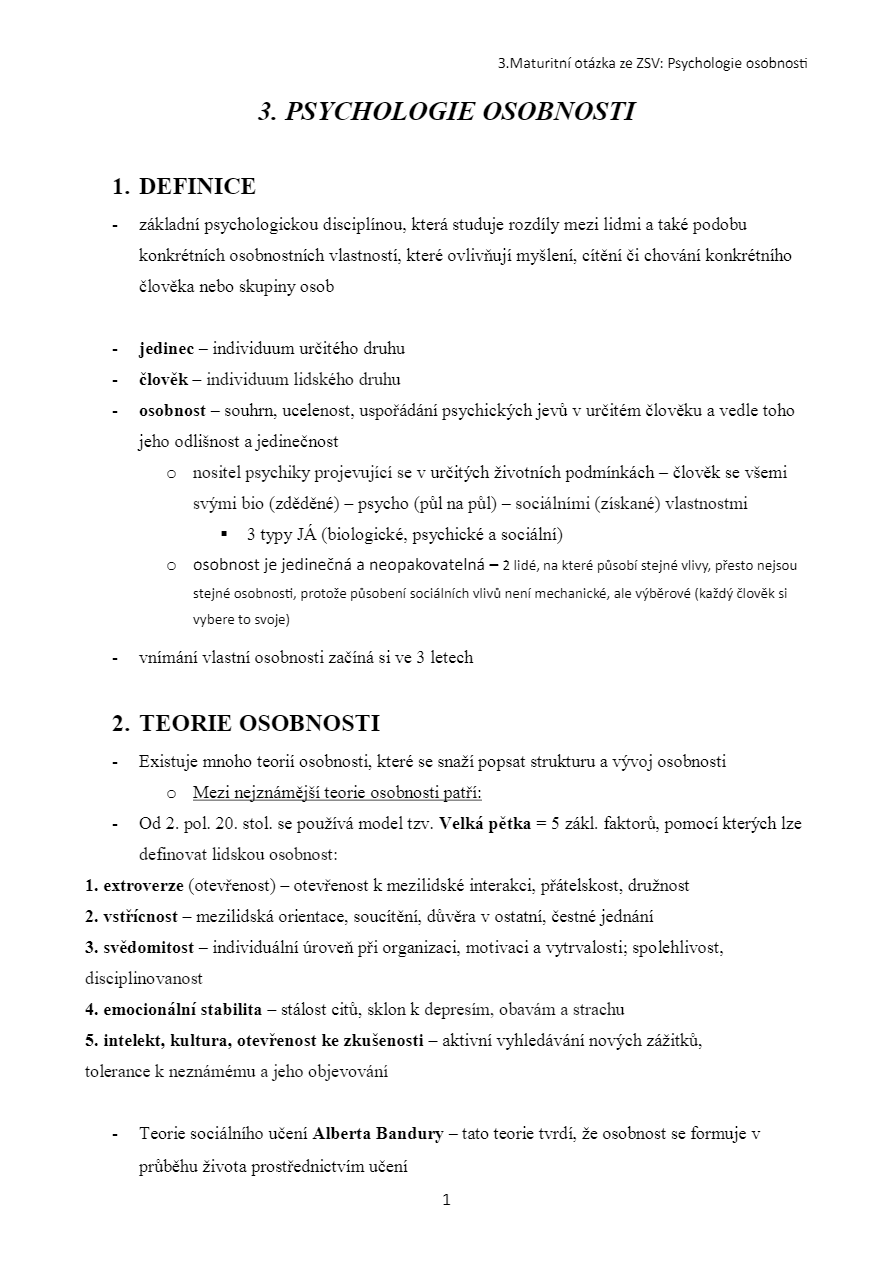 3. PSYCHOLOGIE OSOBNOSTI