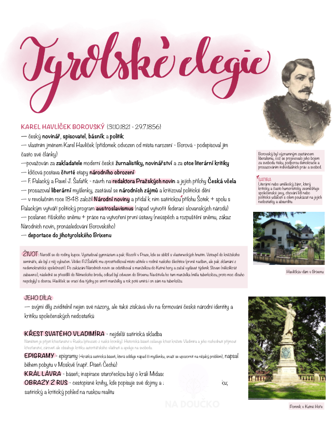 Tyrolské elegie - Karel Havlíček Borovský