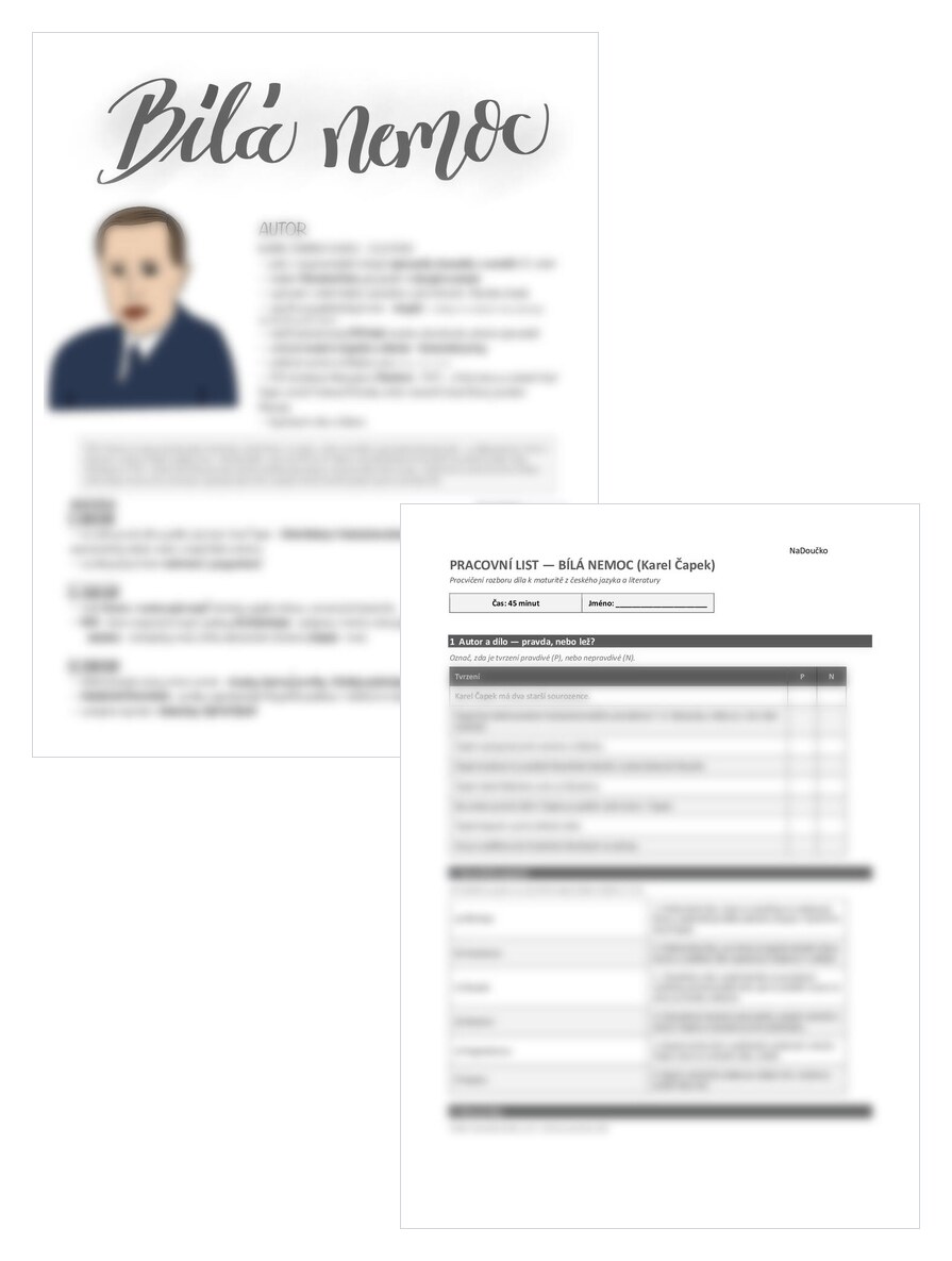 Bílá nemoc - Karel Čapek + pracovní list