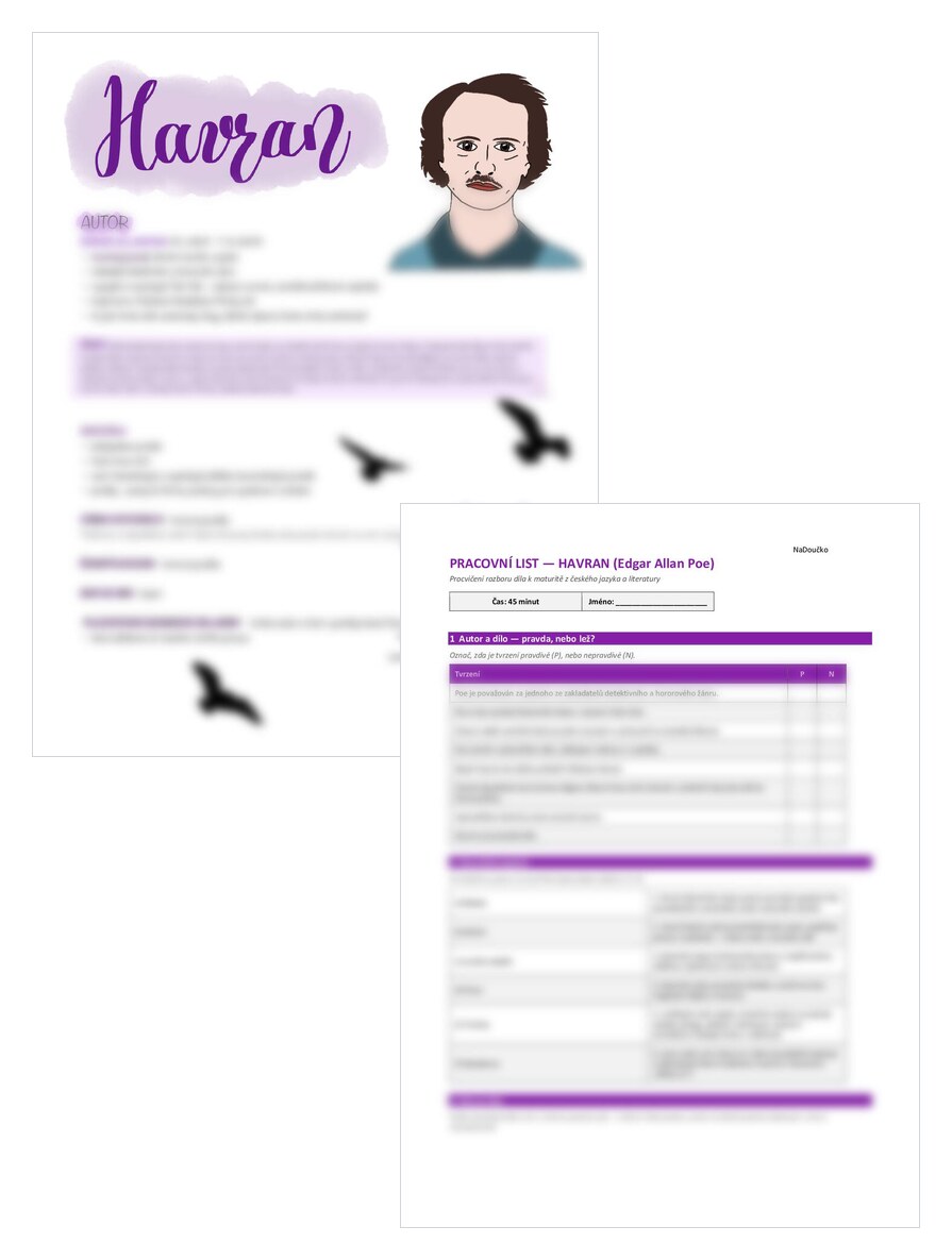 Havran - Edgar Allan Poe + pracovní list