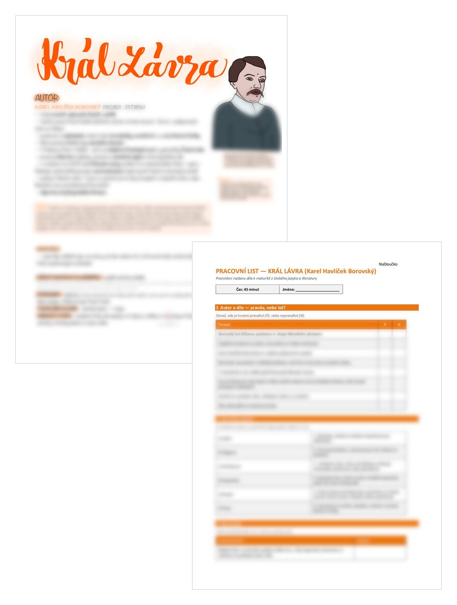 Král Lávra - Karel Havlíček Borovský + pracovní list