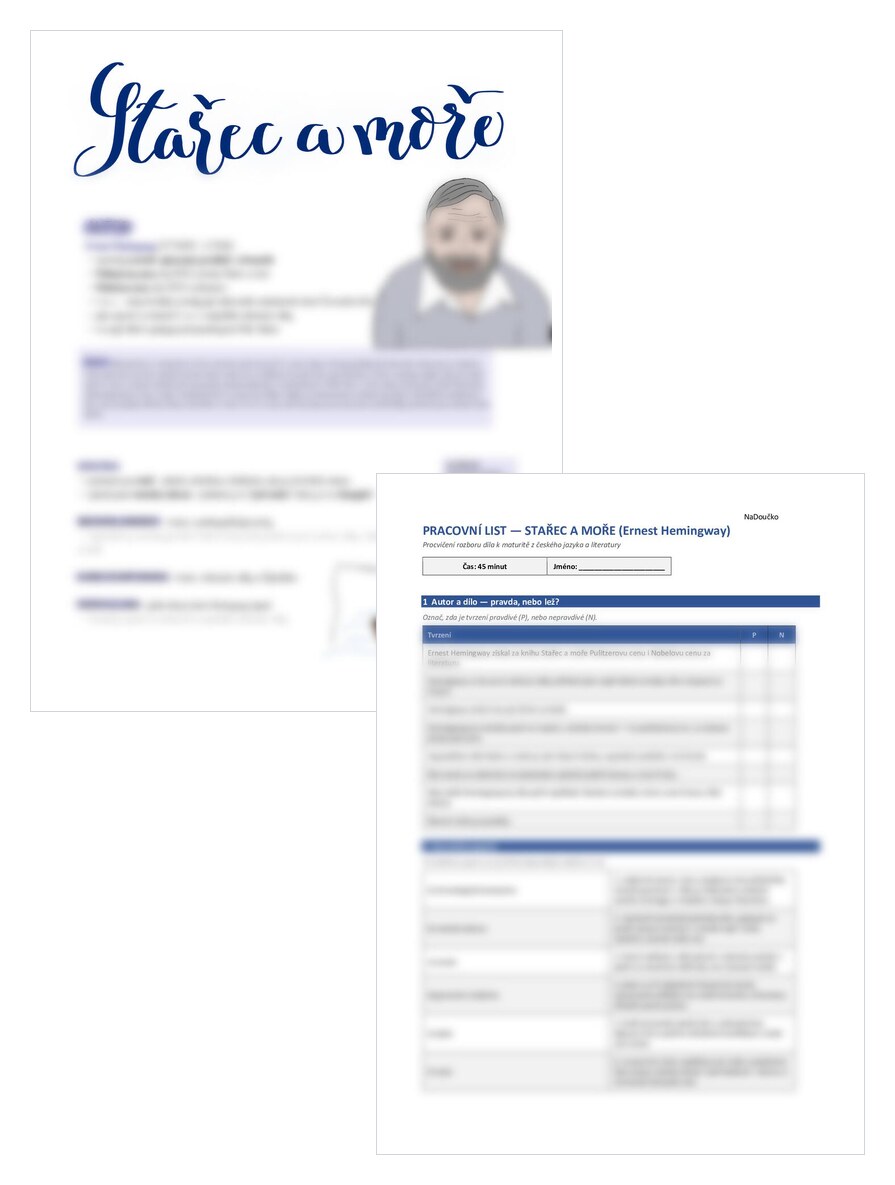 Stařec a moře - Ernest Hemingway + pracovní list
