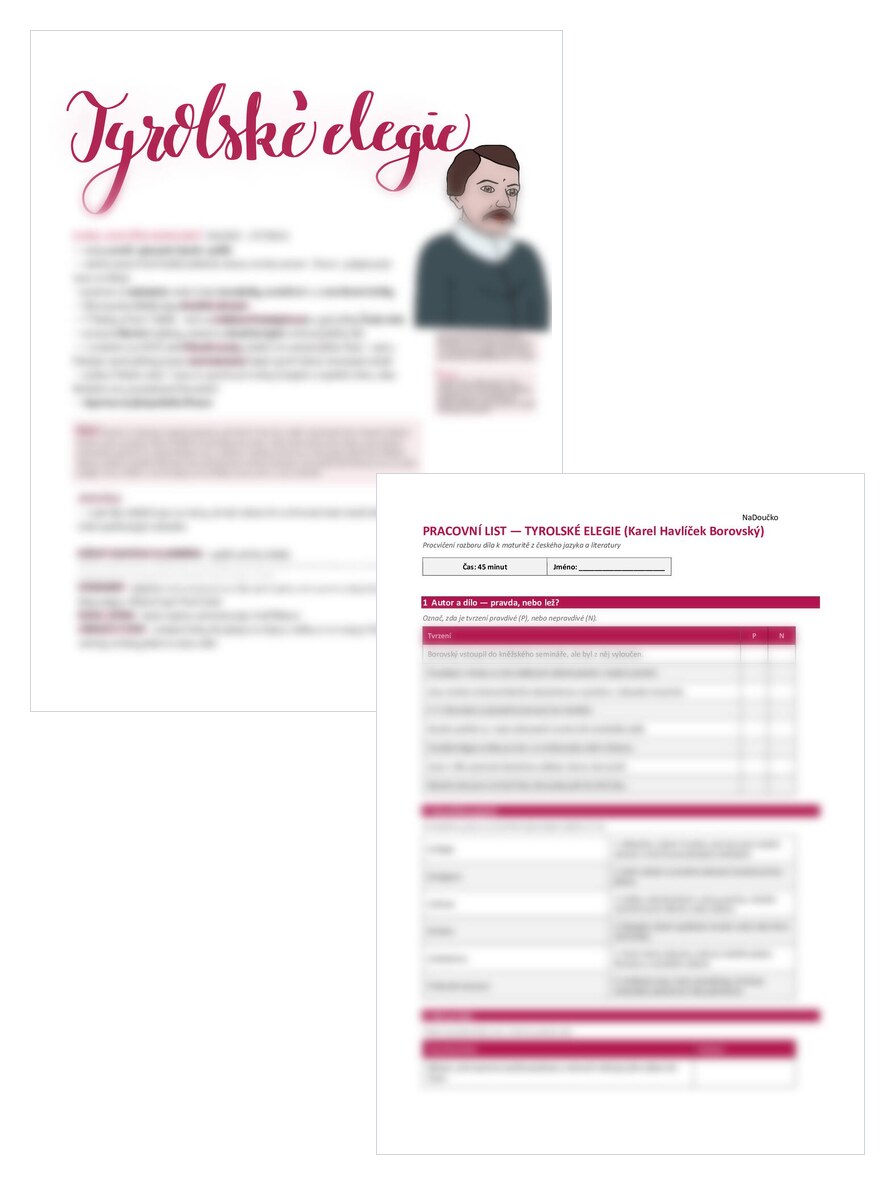 Tyrolské elegie - Karel Havlíček Borovský + pracovní list