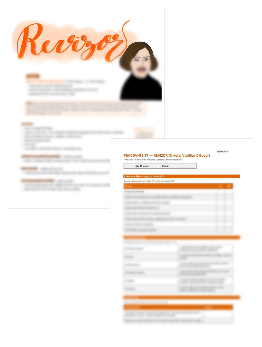 Revizor - Nikolaj Vasilijevič Gogol + pracovní list